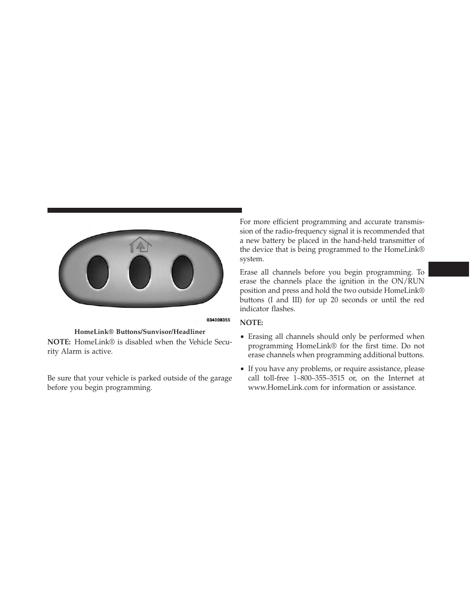 Before you begin programming homelink | Chrysler 2014 200 Convertible - Owner Manual User Manual | Page 195 / 522