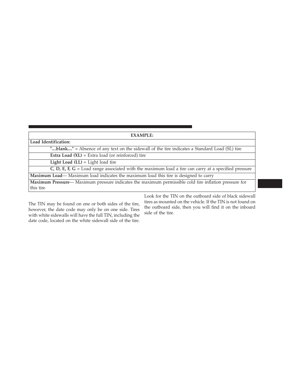 Tire identification number (tin) | Chrysler 2014 200 Convertible - Owner Manual User Manual | Page 343 / 522