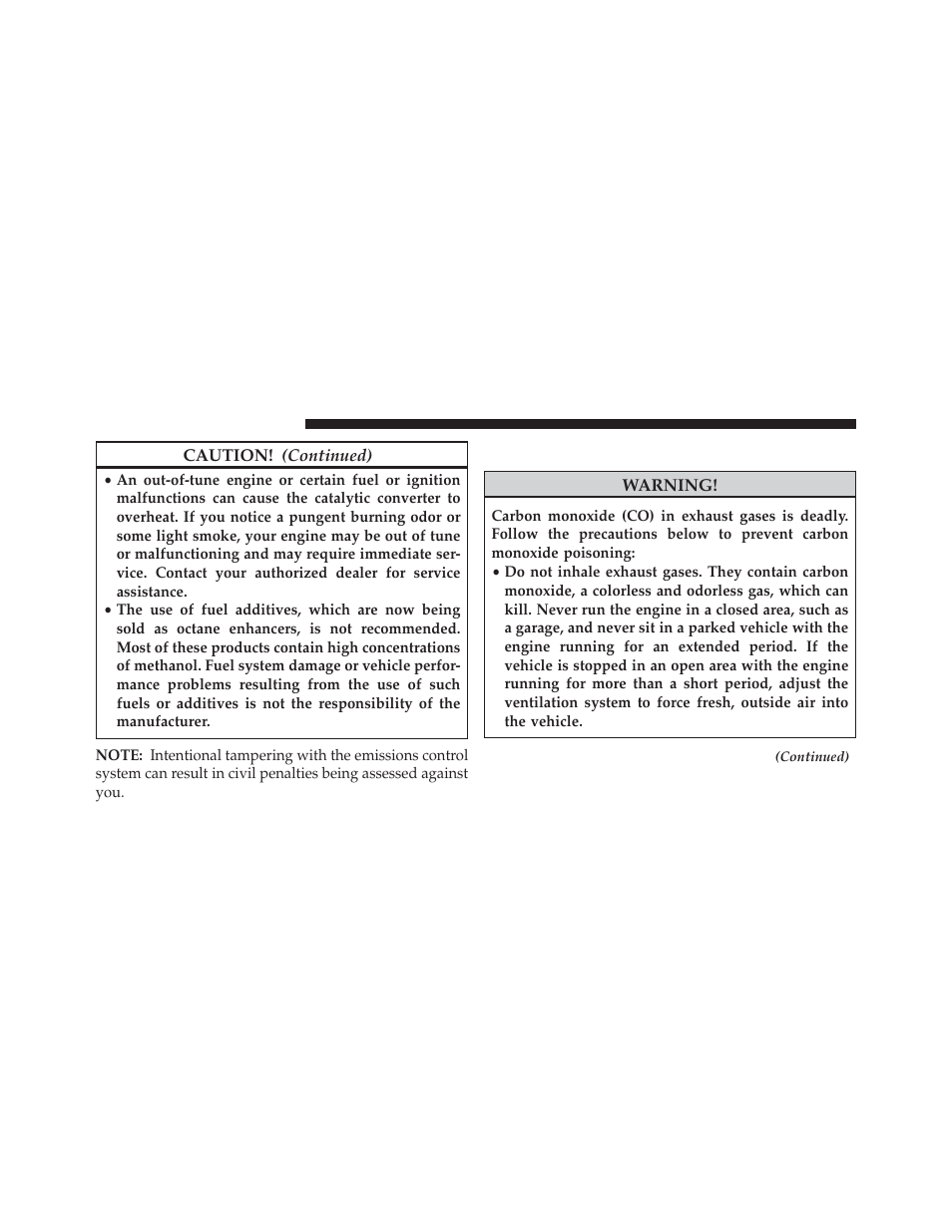 Carbon monoxide warnings | Chrysler 2014 200 Convertible - Owner Manual User Manual | Page 376 / 522