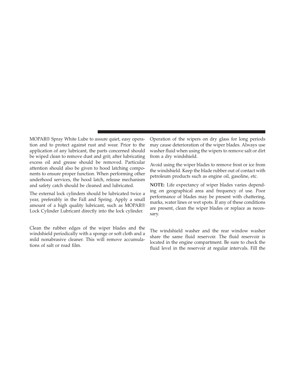 Windshield wiper blades, Adding washer fluid | Chrysler 2014 200 Convertible - Owner Manual User Manual | Page 440 / 522