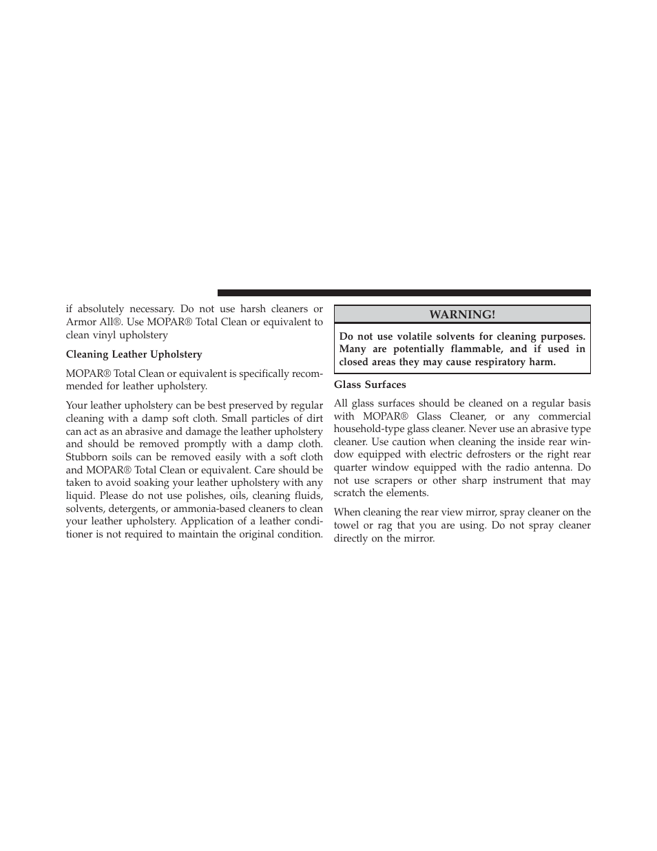 Glass surfaces | Chrysler 2014 200 Convertible - Owner Manual User Manual | Page 460 / 522