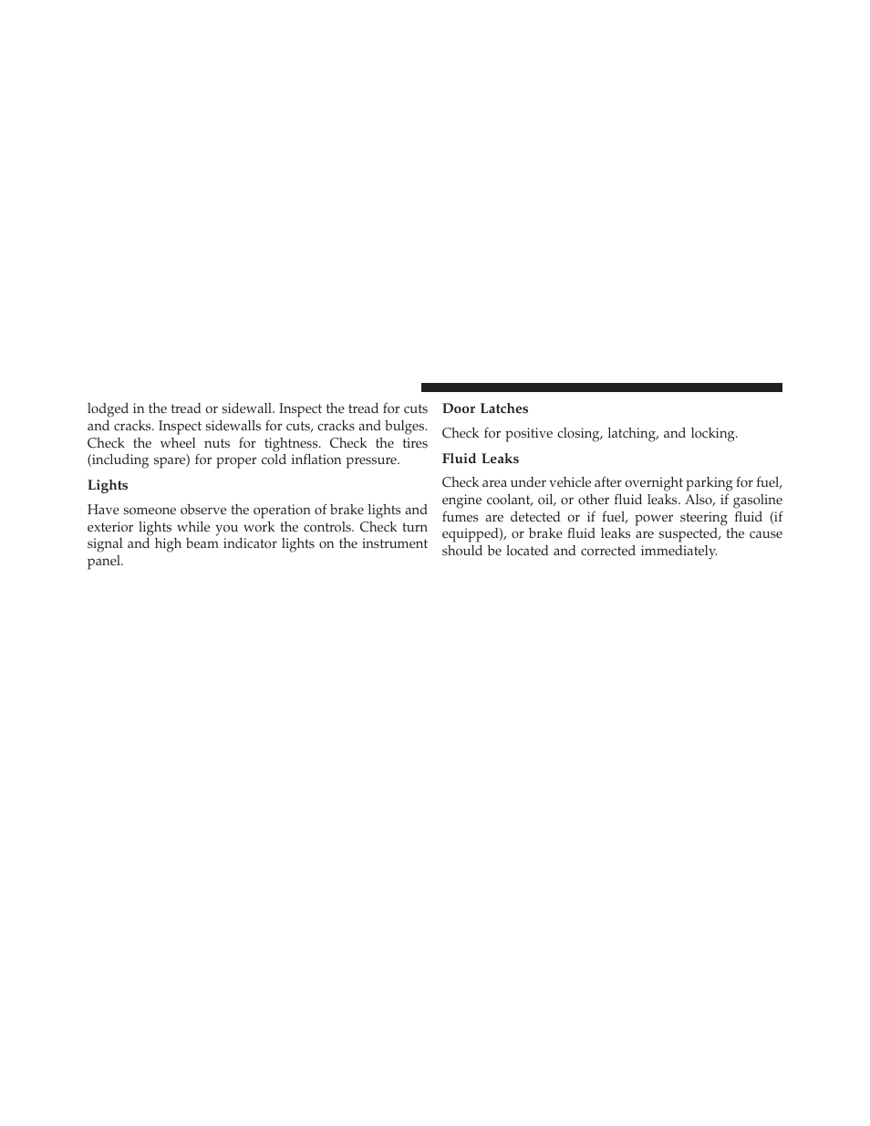 Lights, Door latches, Fluid leaks | Chrysler 2014 200 Convertible - Owner Manual User Manual | Page 98 / 522