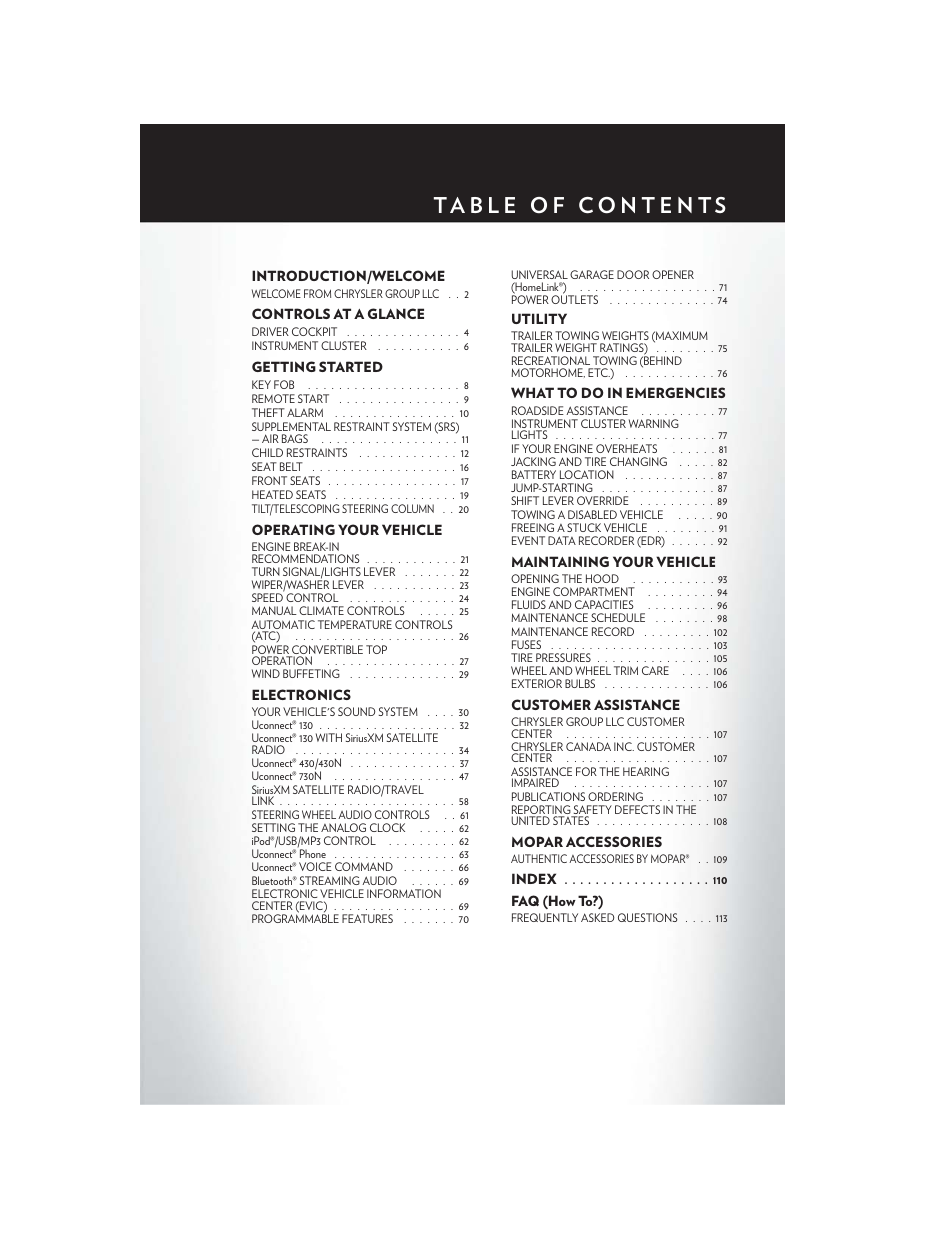 Chrysler 2014 200 Convertible - User Guide User Manual | Page 3 / 124