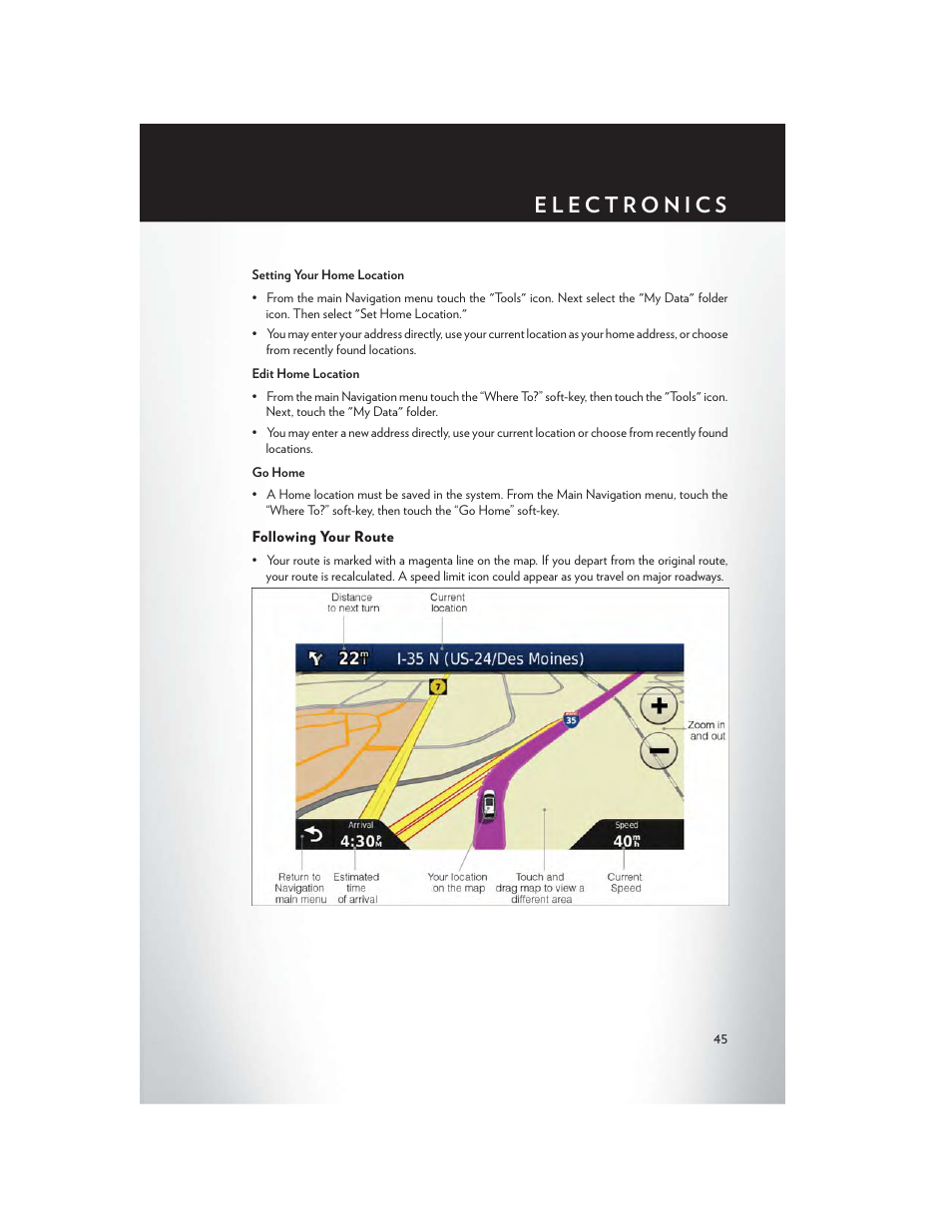 Following your route | Chrysler 2014 200 Convertible - User Guide User Manual | Page 47 / 124