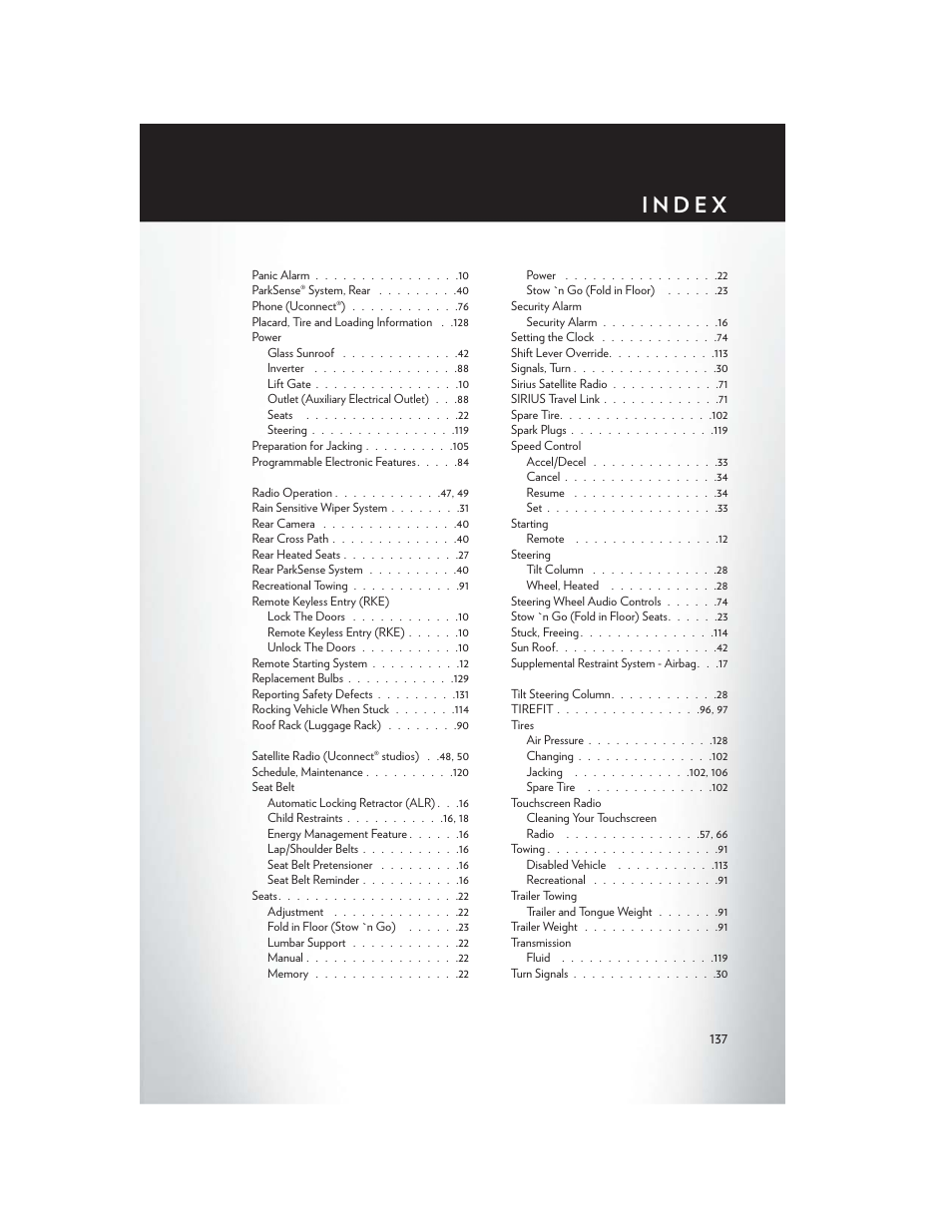 Chrysler 2014 Country - User Guide User Manual | Page 139 / 148