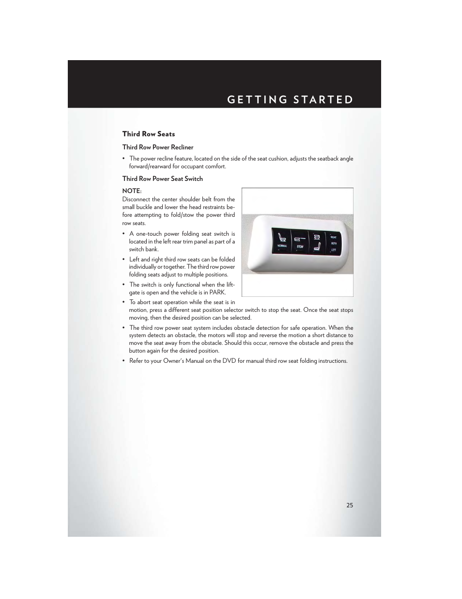 Third row seats | Chrysler 2014 Country - User Guide User Manual | Page 27 / 148