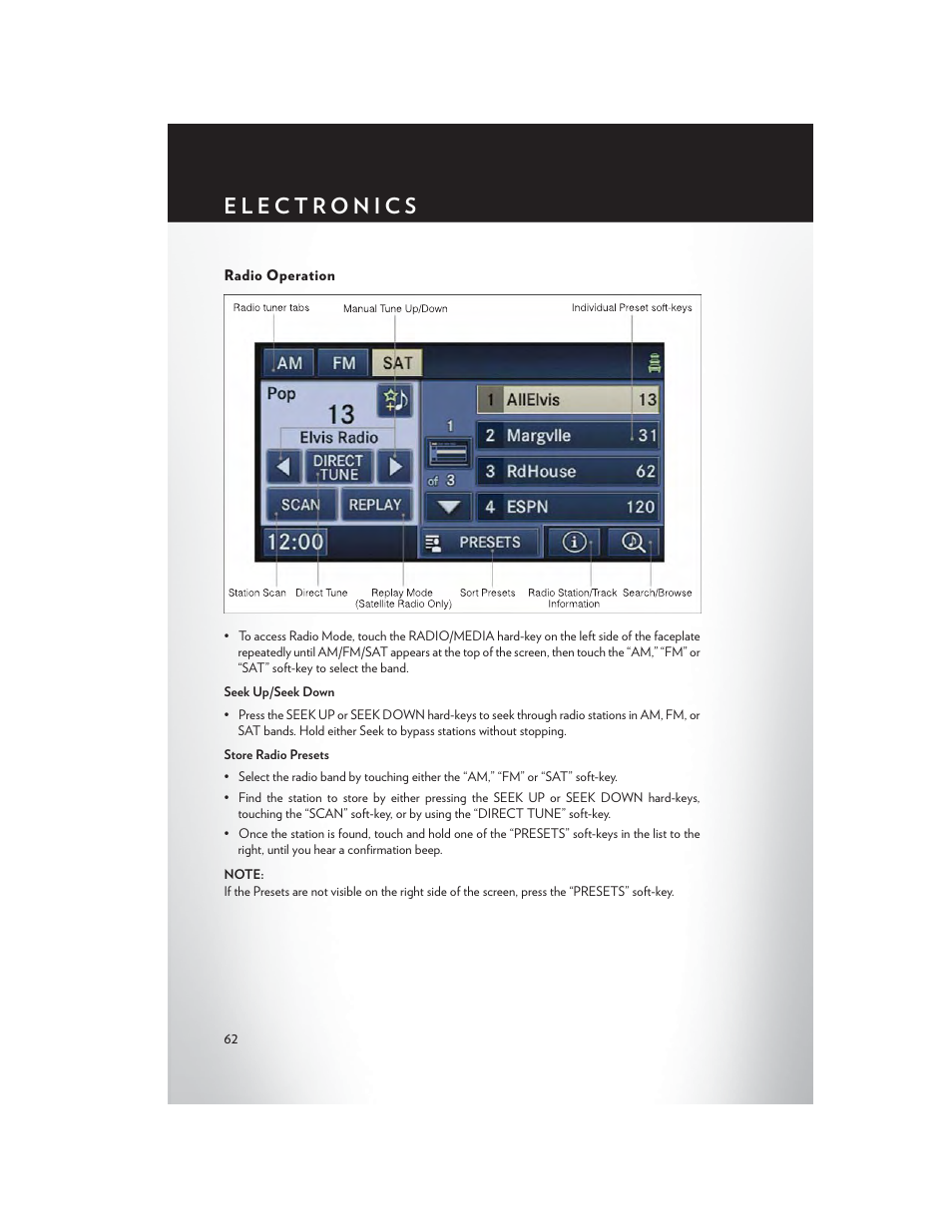 Radio operation | Chrysler 2014 Country - User Guide User Manual | Page 64 / 148