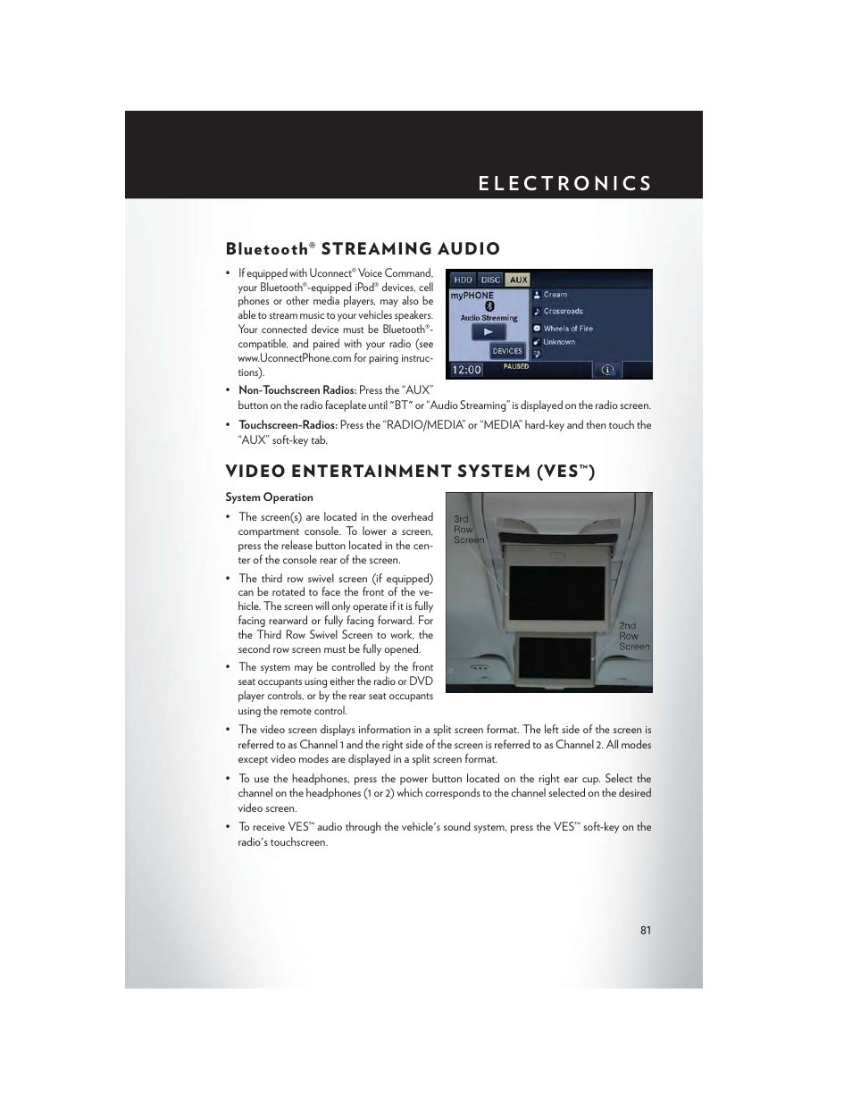 Bluetooth® streaming audio, Video entertainment system (ves™) | Chrysler 2014 Country - User Guide User Manual | Page 83 / 148