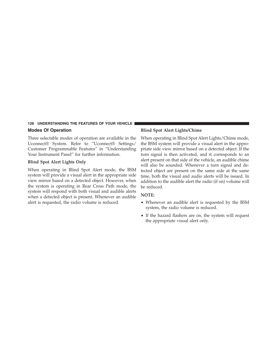 Modes of operation | Chrysler 2015 300 - Owner Manual User Manual | Page 130 / 584