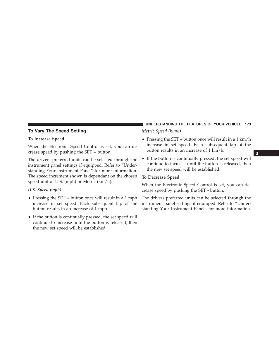 To vary the speed setting | Chrysler 2015 300 - Owner Manual User Manual | Page 175 / 584