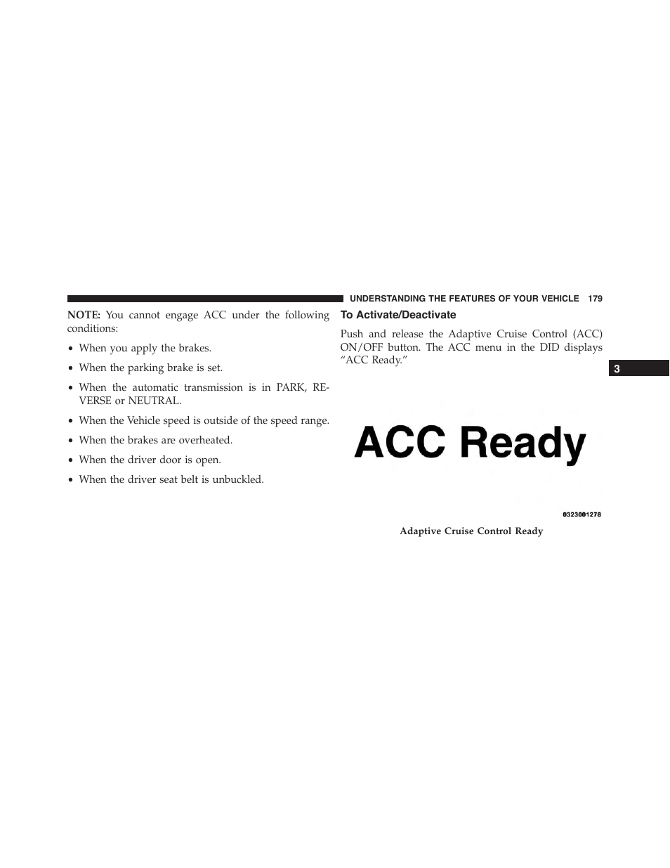 To activate/deactivate | Chrysler 2015 300 - Owner Manual User Manual | Page 181 / 584