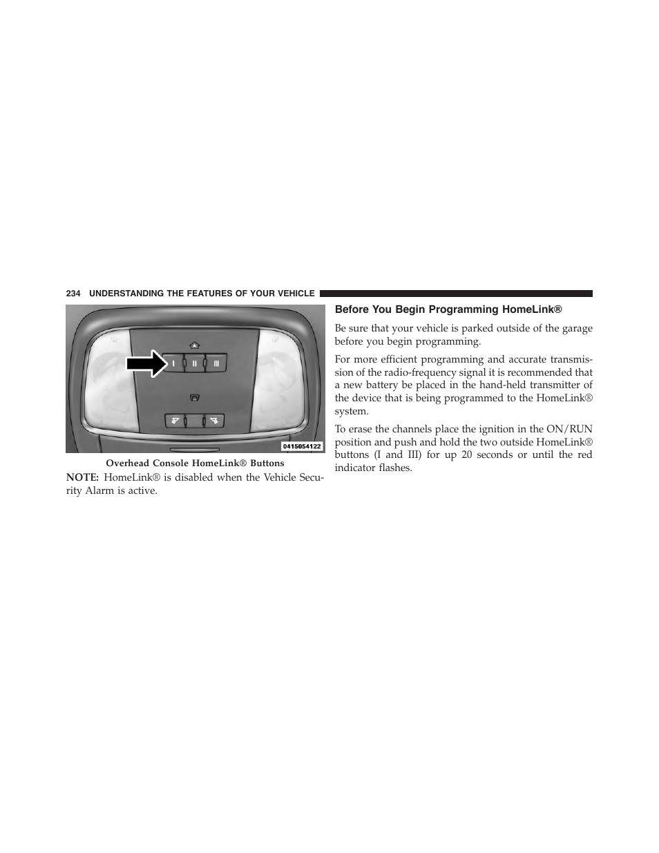 Before you begin programming homelink | Chrysler 2015 300 - Owner Manual User Manual | Page 236 / 584