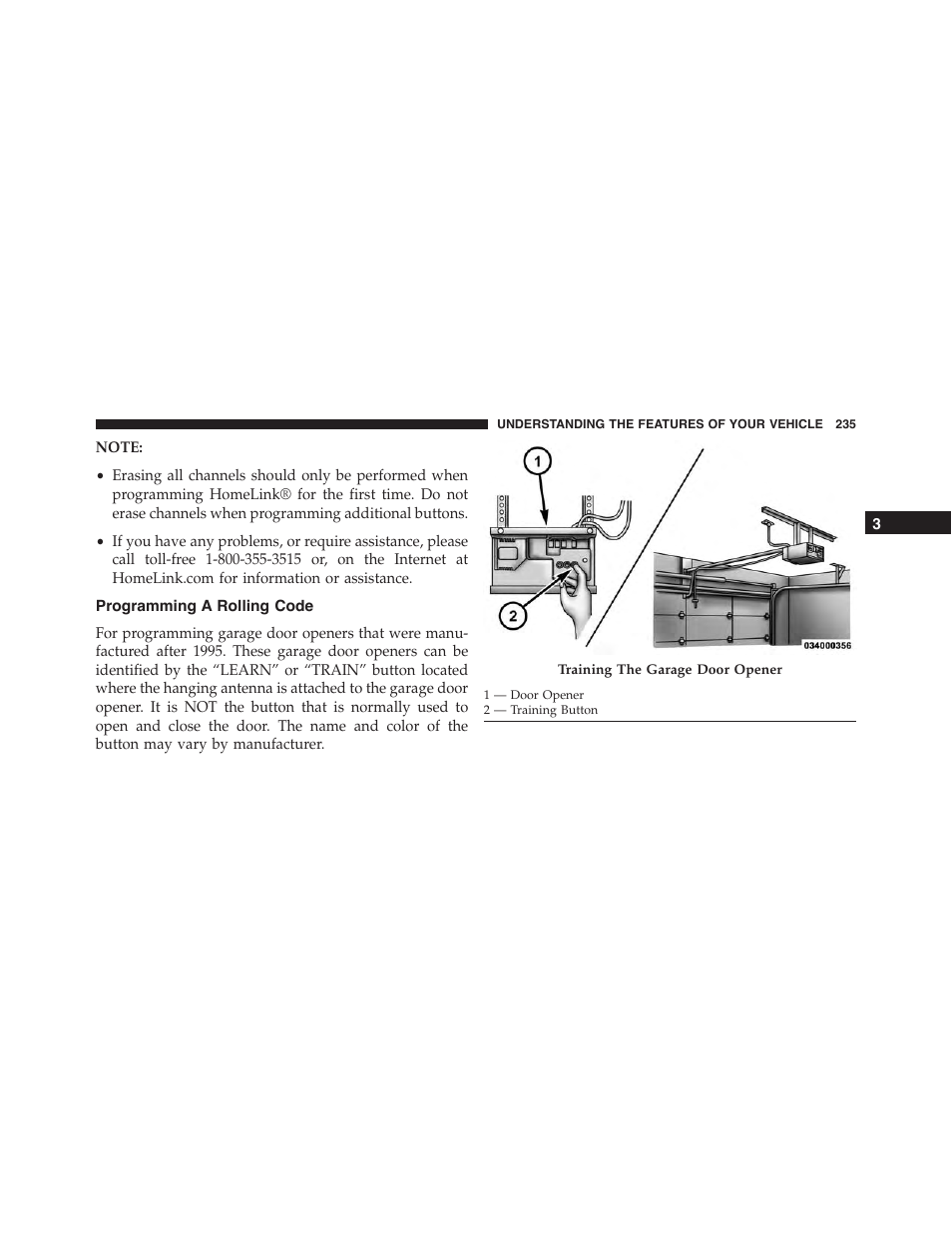 Programming a rolling code | Chrysler 2015 300 - Owner Manual User Manual | Page 237 / 584