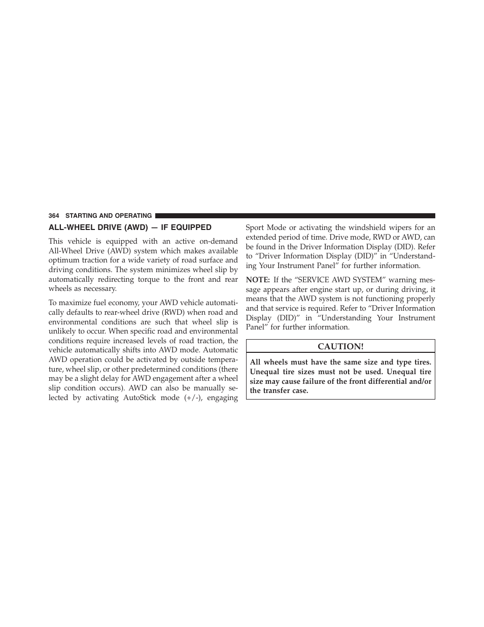 All-wheel drive (awd) — if equipped | Chrysler 2015 300 - Owner Manual User Manual | Page 366 / 584