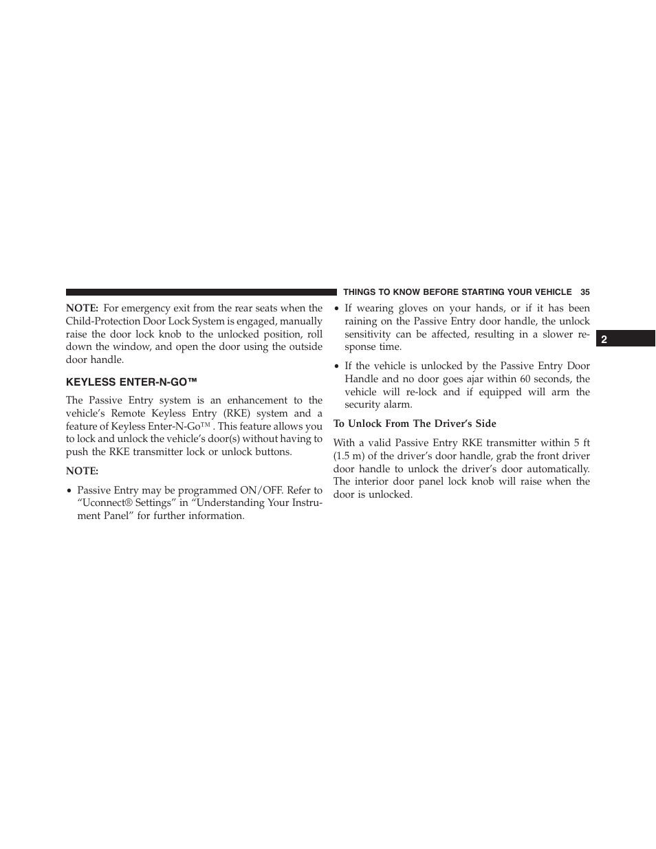 Keyless enter-n-go | Chrysler 2015 300 - Owner Manual User Manual | Page 37 / 584