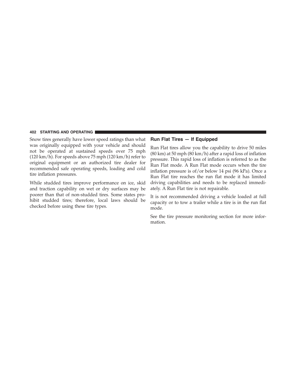 Run flat tires — if equipped | Chrysler 2015 300 - Owner Manual User Manual | Page 404 / 584