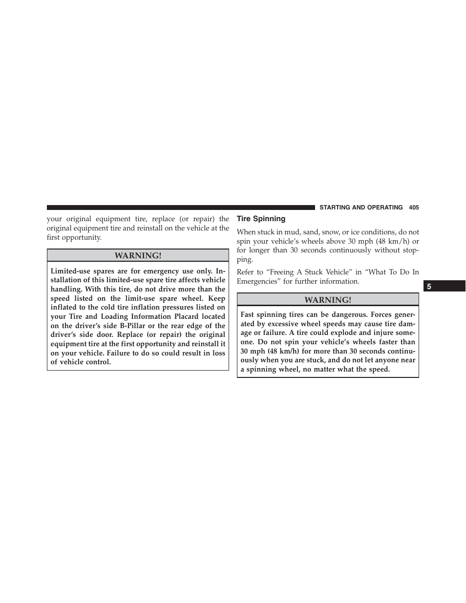 Tire spinning | Chrysler 2015 300 - Owner Manual User Manual | Page 407 / 584