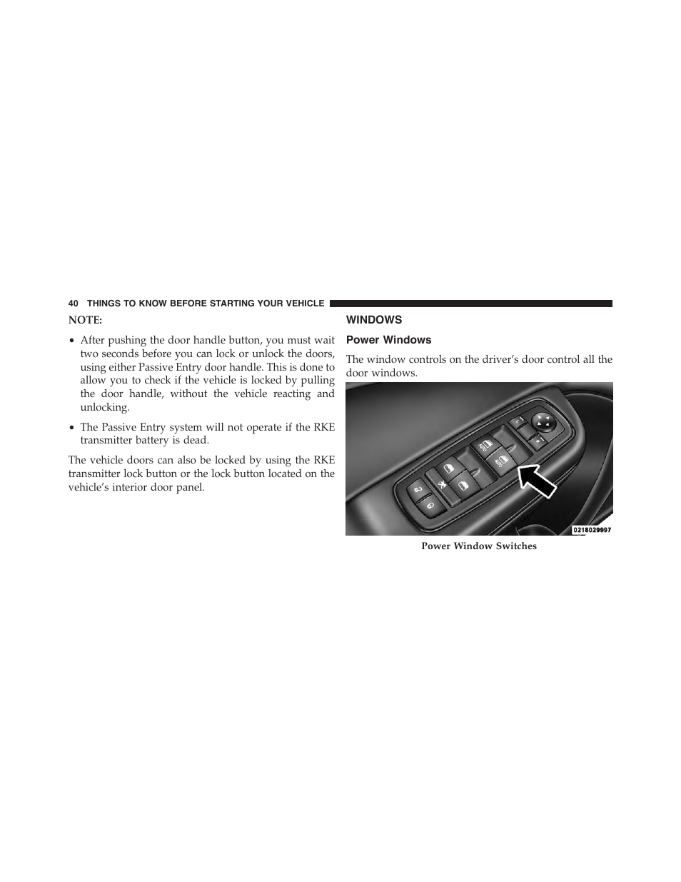 Windows, Power windows | Chrysler 2015 300 - Owner Manual User Manual | Page 42 / 584