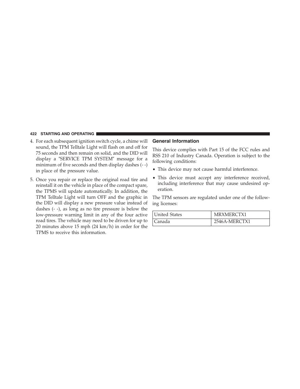 General information | Chrysler 2015 300 - Owner Manual User Manual | Page 424 / 584