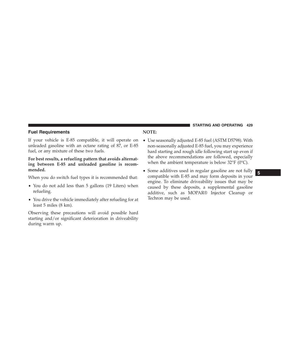 Fuel requirements | Chrysler 2015 300 - Owner Manual User Manual | Page 431 / 584