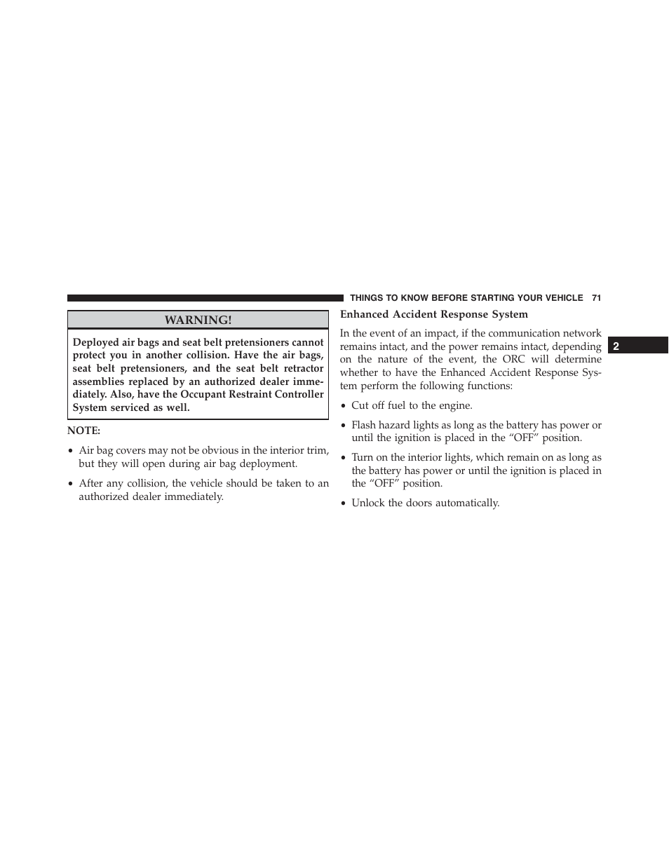 Enhanced accident response system | Chrysler 2015 300 - Owner Manual User Manual | Page 73 / 584