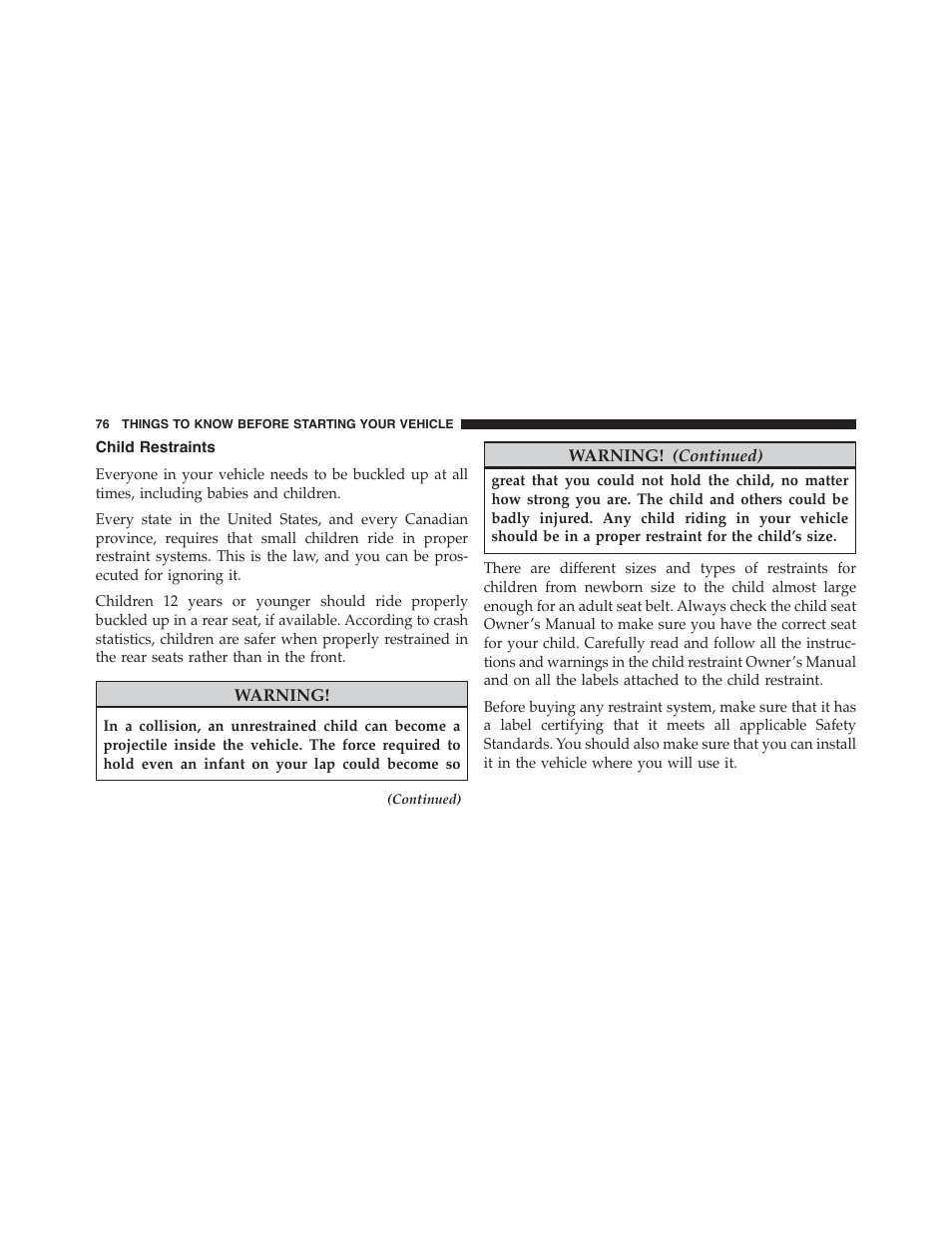 Child restraints | Chrysler 2015 300 - Owner Manual User Manual | Page 78 / 584