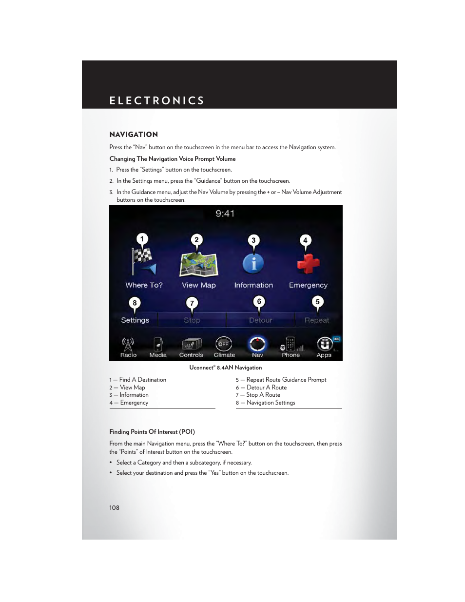 Navigation | Chrysler 2015 300 - User Guide User Manual | Page 110 / 188