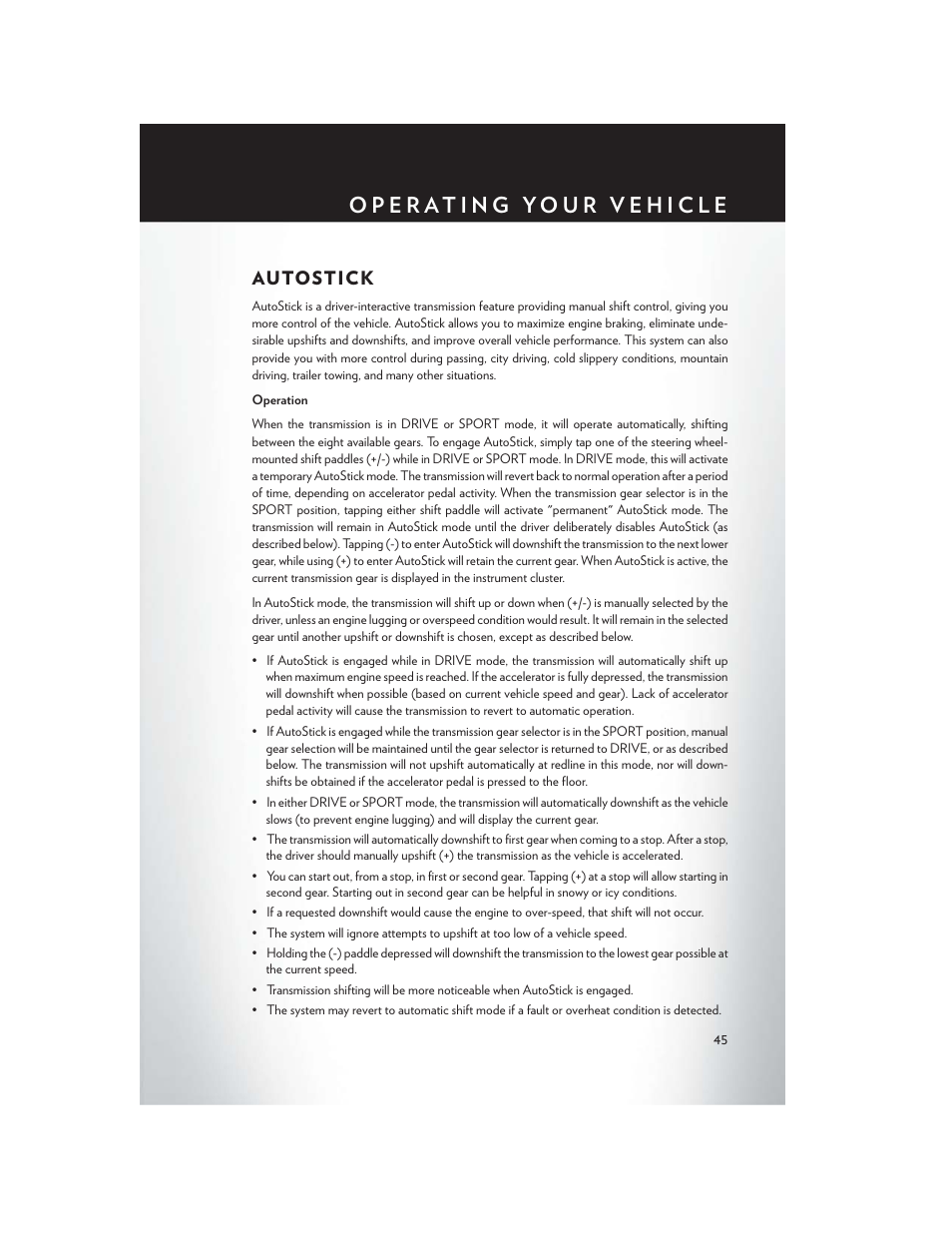 Autostick | Chrysler 2015 300 - User Guide User Manual | Page 47 / 188