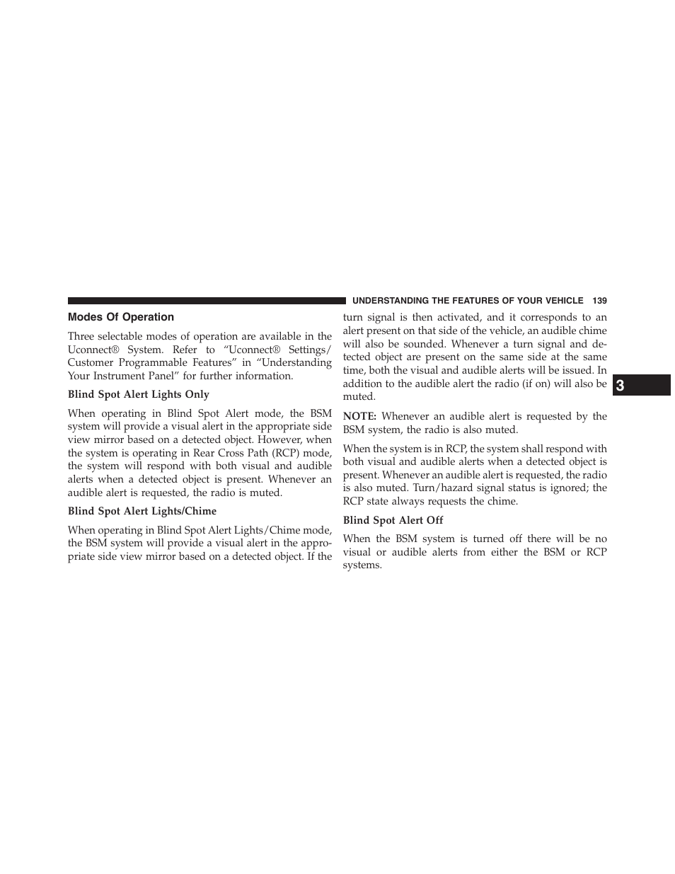Modes of operation | Chrysler 2015 200 - Owner Manual User Manual | Page 141 / 694