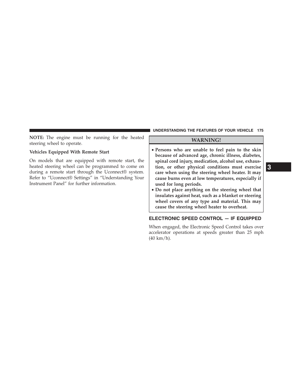Electronic speed control — if equipped, Electronic speed control, If equipped | Chrysler 2015 200 - Owner Manual User Manual | Page 177 / 694
