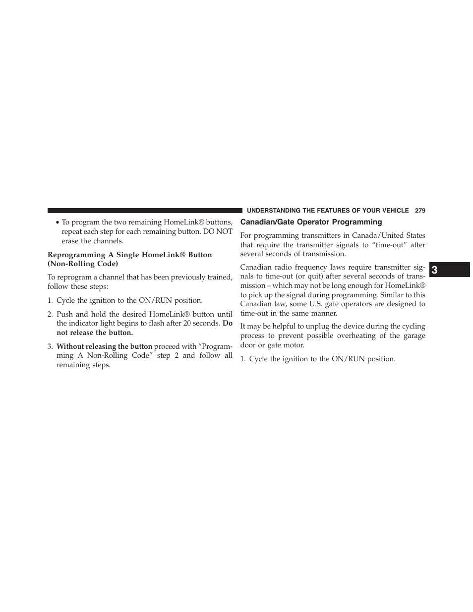 Canadian/gate operator programming | Chrysler 2015 200 - Owner Manual User Manual | Page 281 / 694