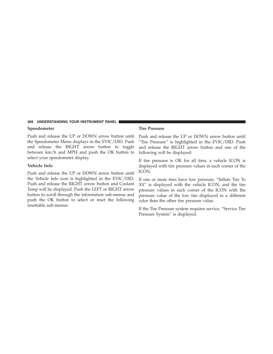 Speedometer, Vehicle info | Chrysler 2015 200 - Owner Manual User Manual | Page 368 / 694