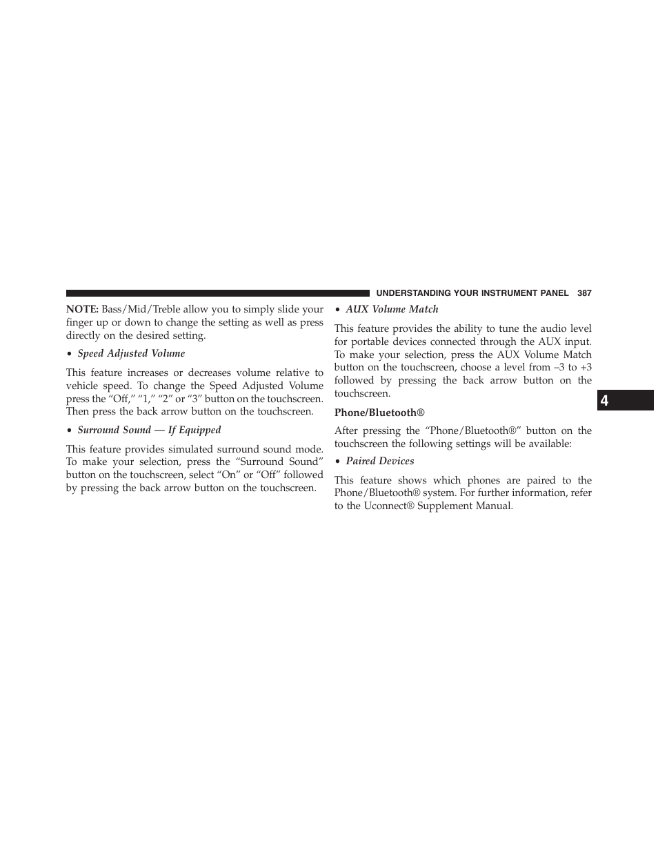 Phone/bluetooth | Chrysler 2015 200 - Owner Manual User Manual | Page 389 / 694