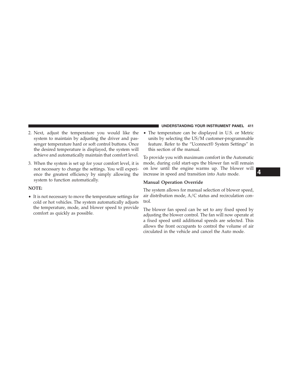 Manual operation override | Chrysler 2015 200 - Owner Manual User Manual | Page 413 / 694