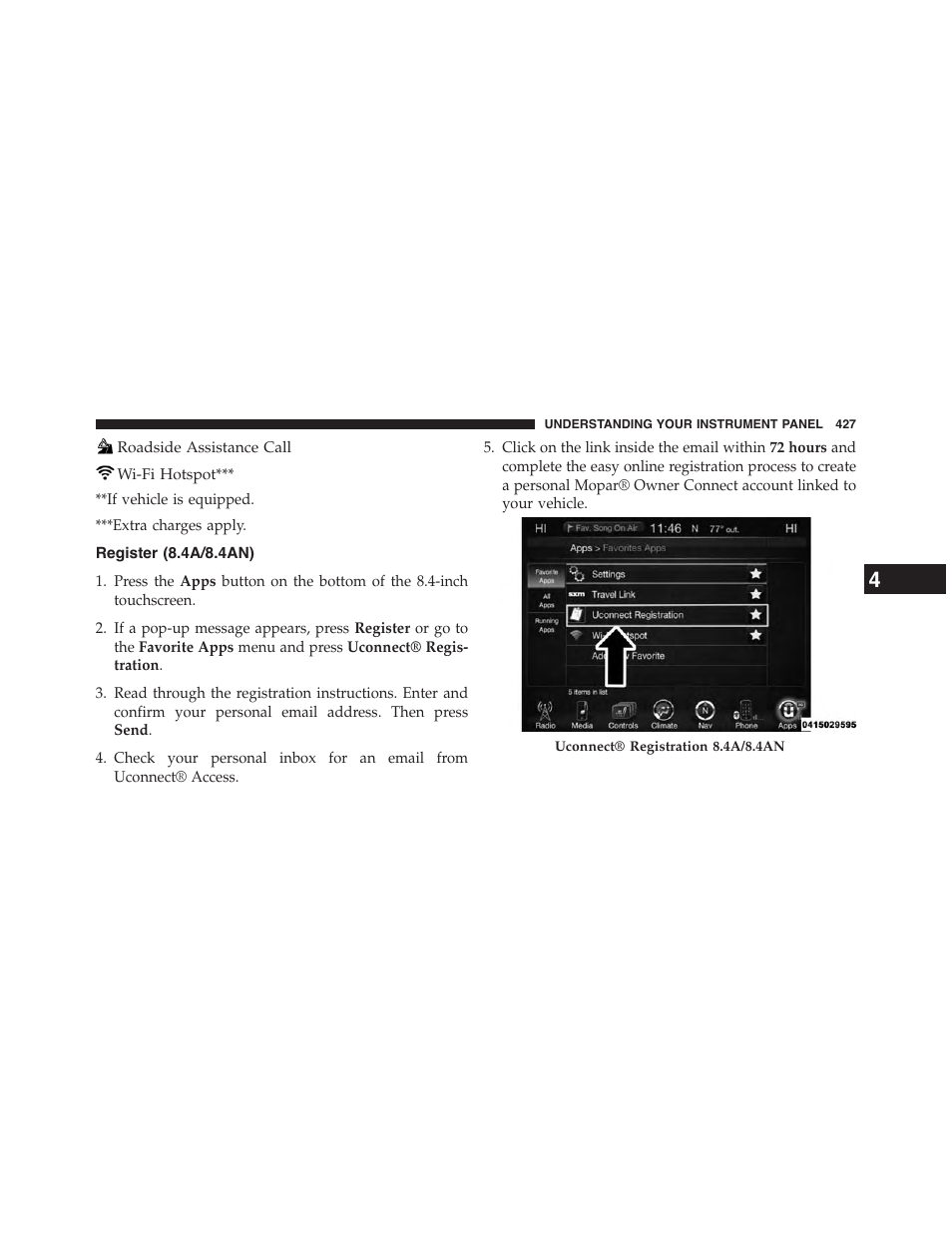 Register (8.4a/8.4an) | Chrysler 2015 200 - Owner Manual User Manual | Page 429 / 694