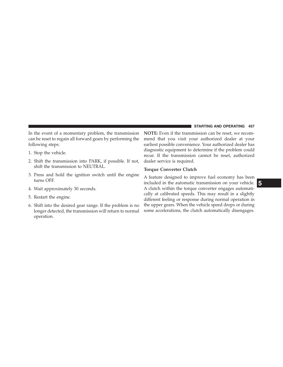 Torque converter clutch | Chrysler 2015 200 - Owner Manual User Manual | Page 459 / 694