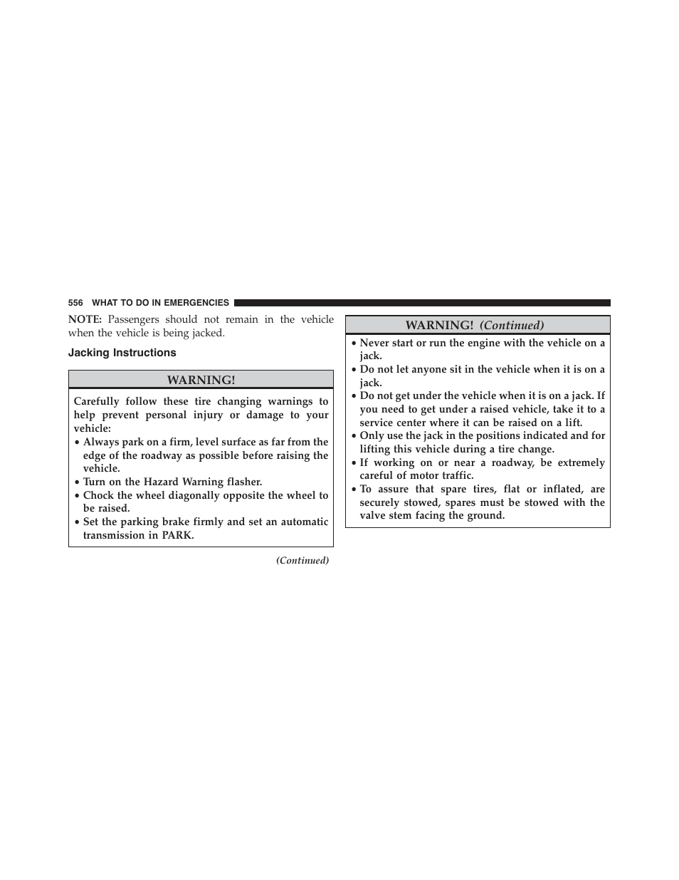 Jacking instructions | Chrysler 2015 200 - Owner Manual User Manual | Page 558 / 694