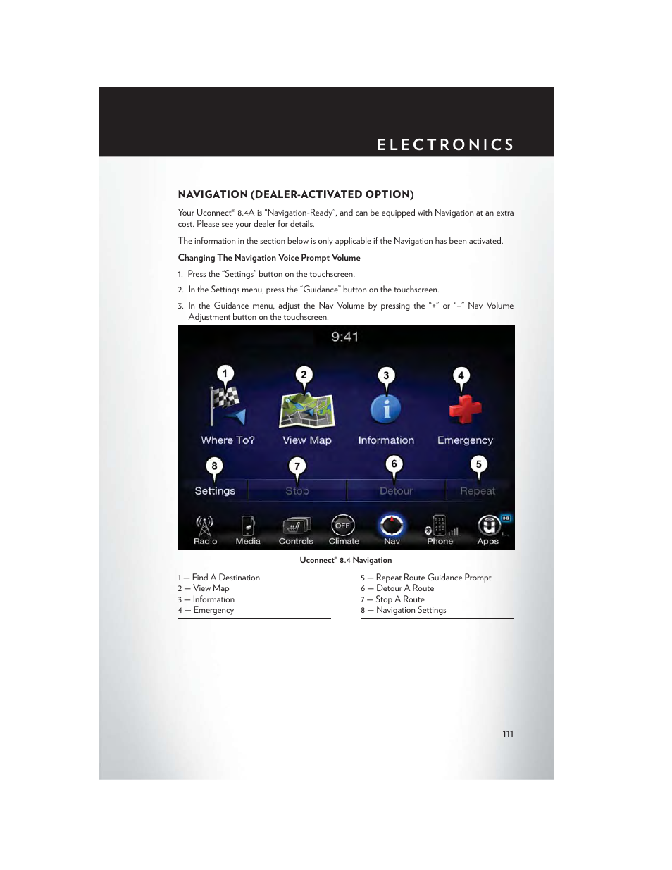 Navigation (dealer-activated option) | Chrysler 2015 200 - User Guide User Manual | Page 113 / 228