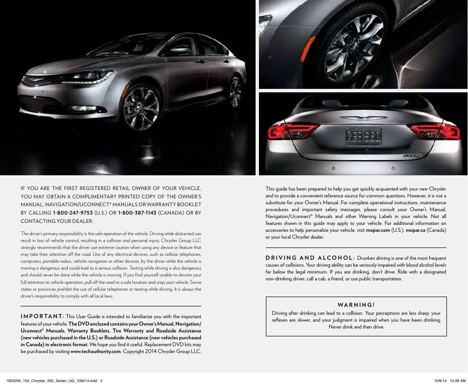 Chrysler 2015 200 - User Guide User Manual | Page 2 / 228