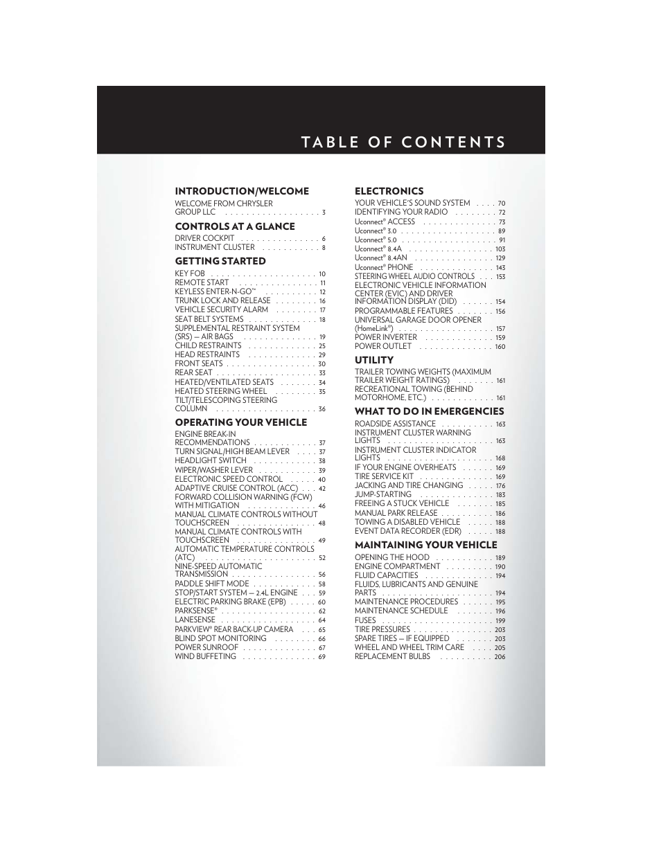 Chrysler 2015 200 - User Guide User Manual | Page 3 / 228