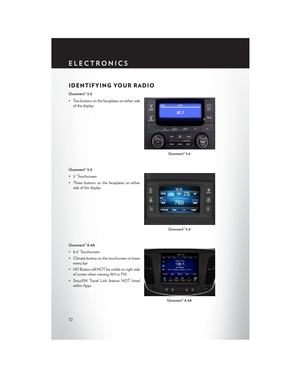 Identifying your radio | Chrysler 2015 200 - User Guide User Manual | Page 74 / 228
