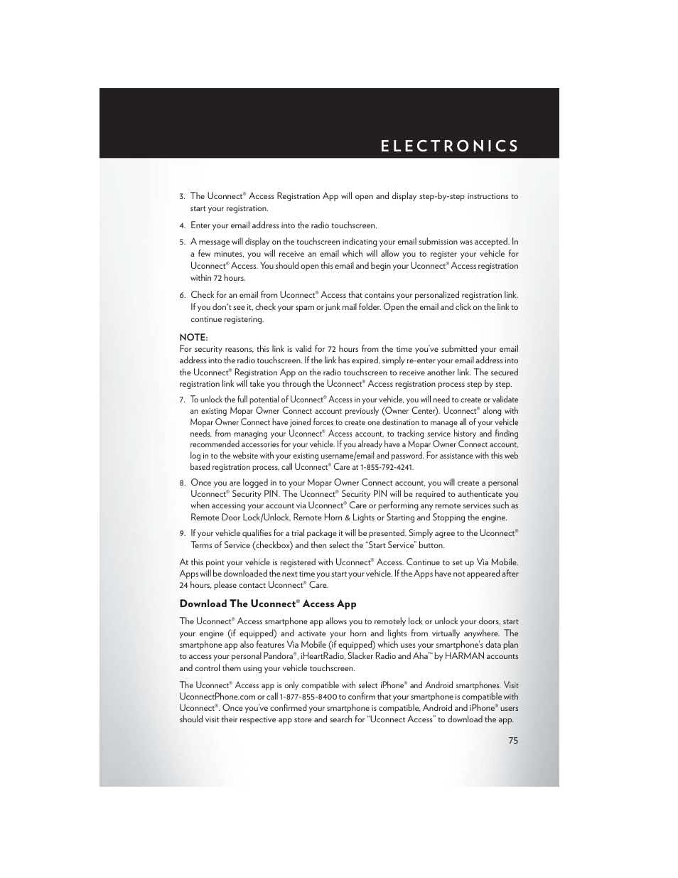 Download the uconnect® access app | Chrysler 2015 200 - User Guide User Manual | Page 77 / 228
