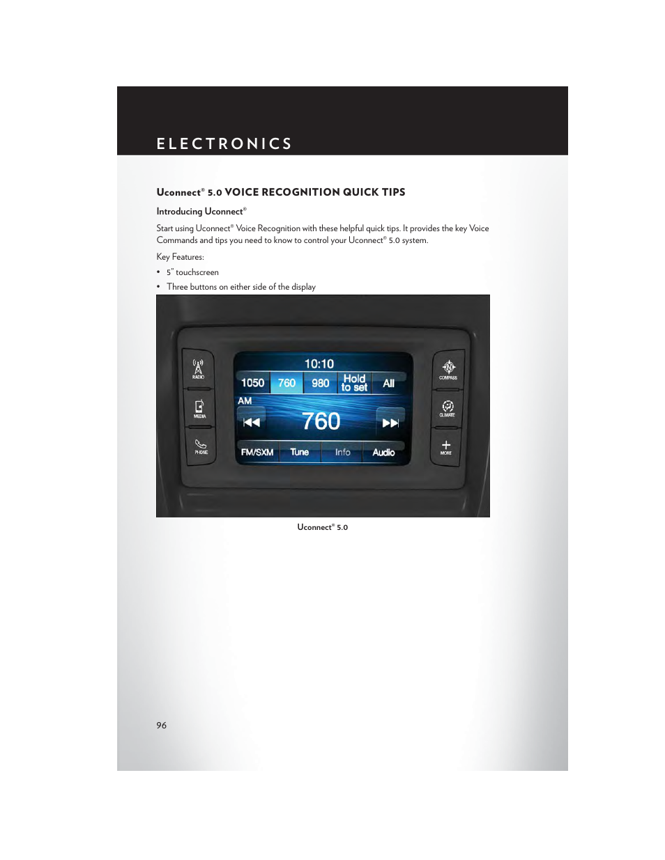 Uconnect® 5.0 voice recognition quick tips | Chrysler 2015 200 - User Guide User Manual | Page 98 / 228
