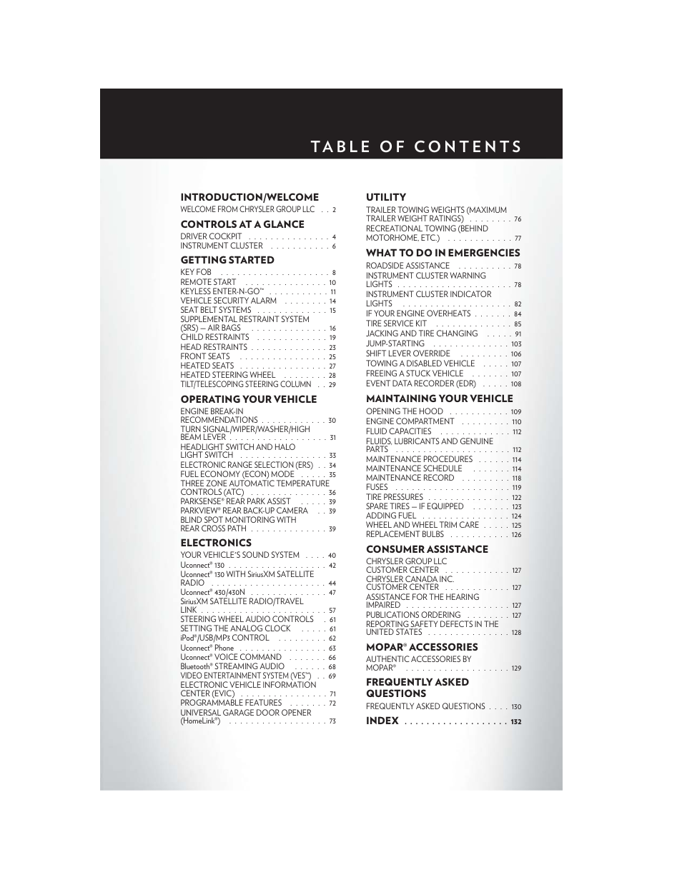 Chrysler 2015 Country - User Guide User Manual | Page 3 / 140