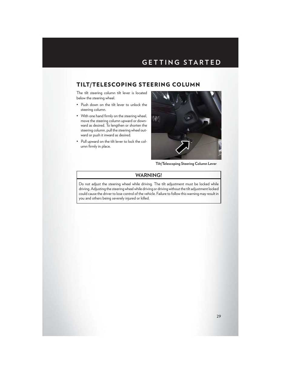 Tilt/telescoping steering column | Chrysler 2015 Country - User Guide User Manual | Page 31 / 140