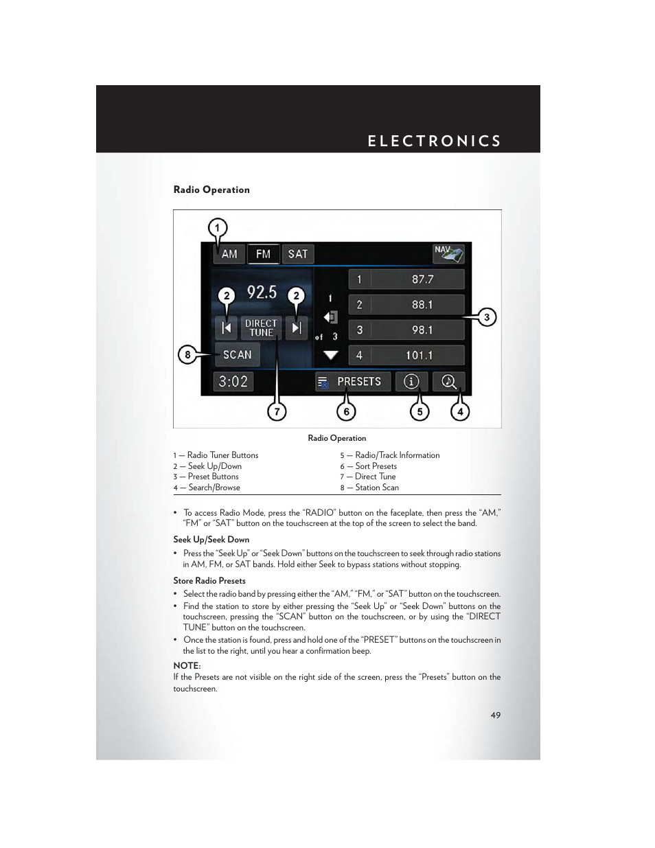 Radio operation | Chrysler 2015 Country - User Guide User Manual | Page 51 / 140