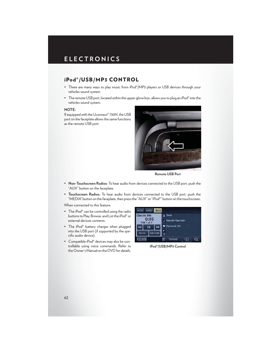 Ipod®/usb/mp3 control | Chrysler 2015 Country - User Guide User Manual | Page 64 / 140