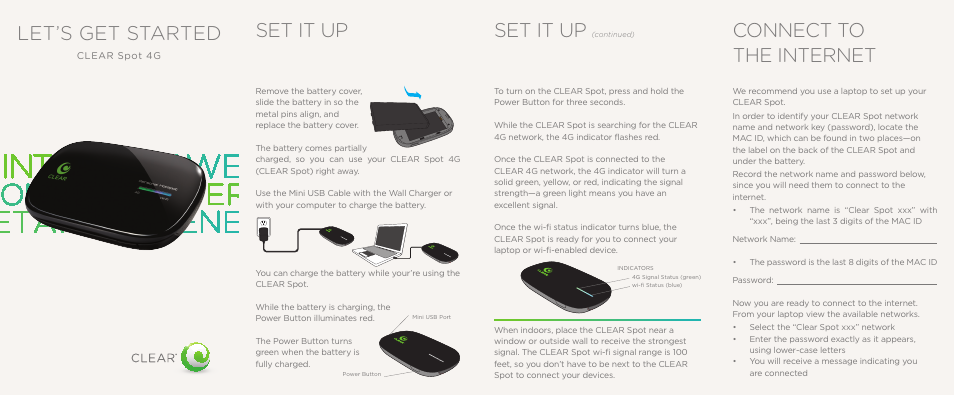 CLEAR Spot 4G Quick Start User Manual | 2 pages