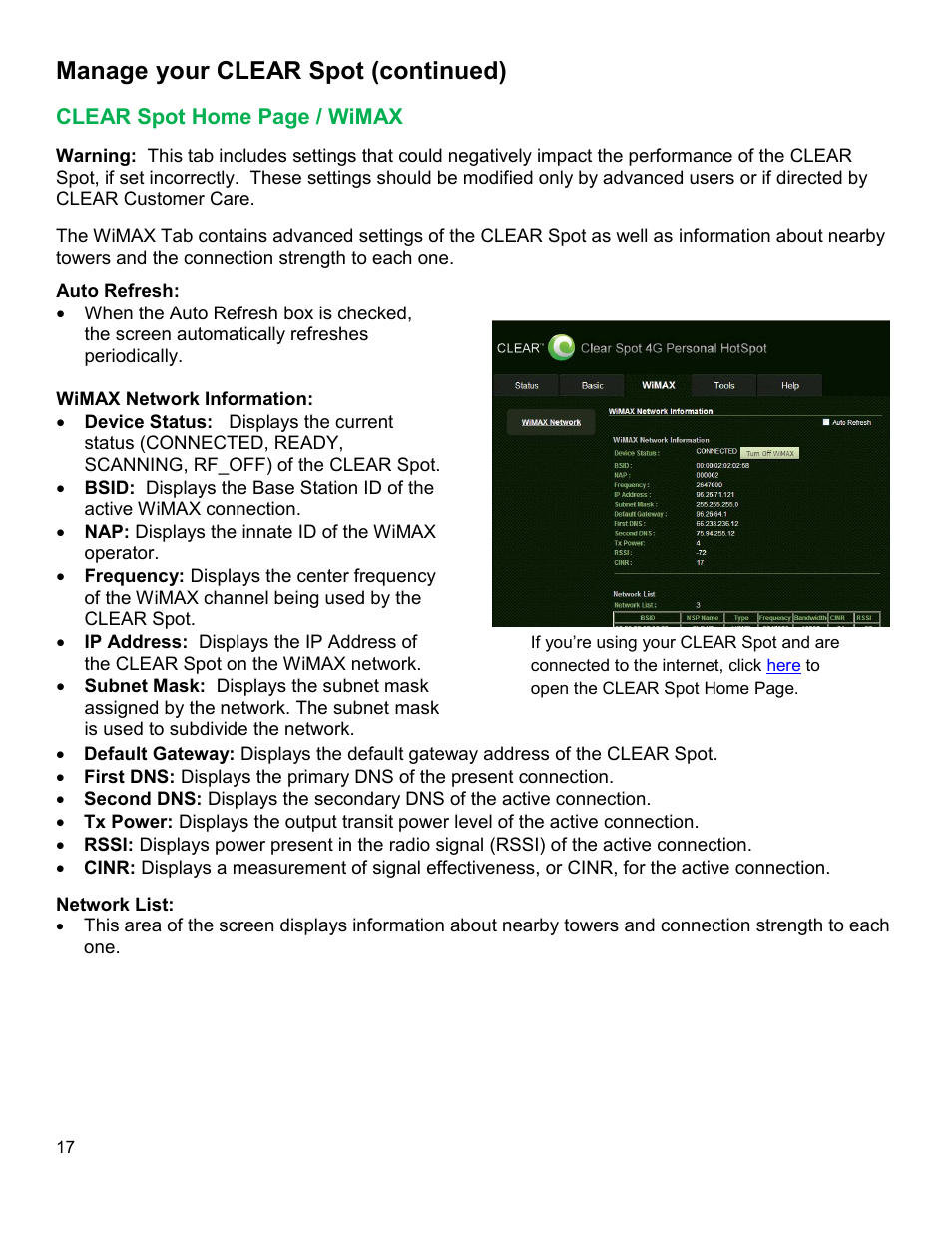 Clear, Manage your clear spot (continued) | CLEAR Spot 4G Users Guide User Manual | Page 18 / 27