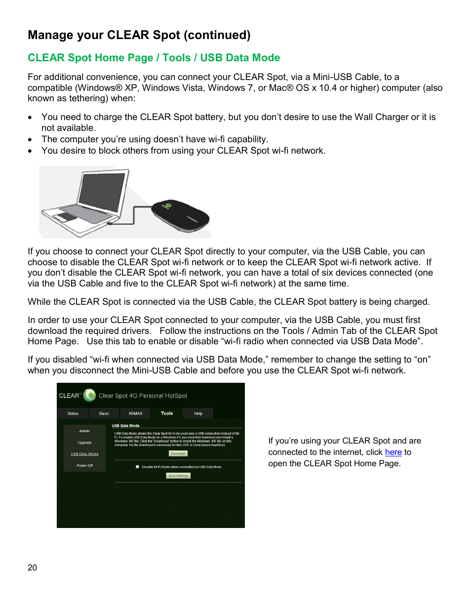Clear, Ools, Manage your clear spot (continued) | CLEAR Spot 4G Users Guide User Manual | Page 21 / 27